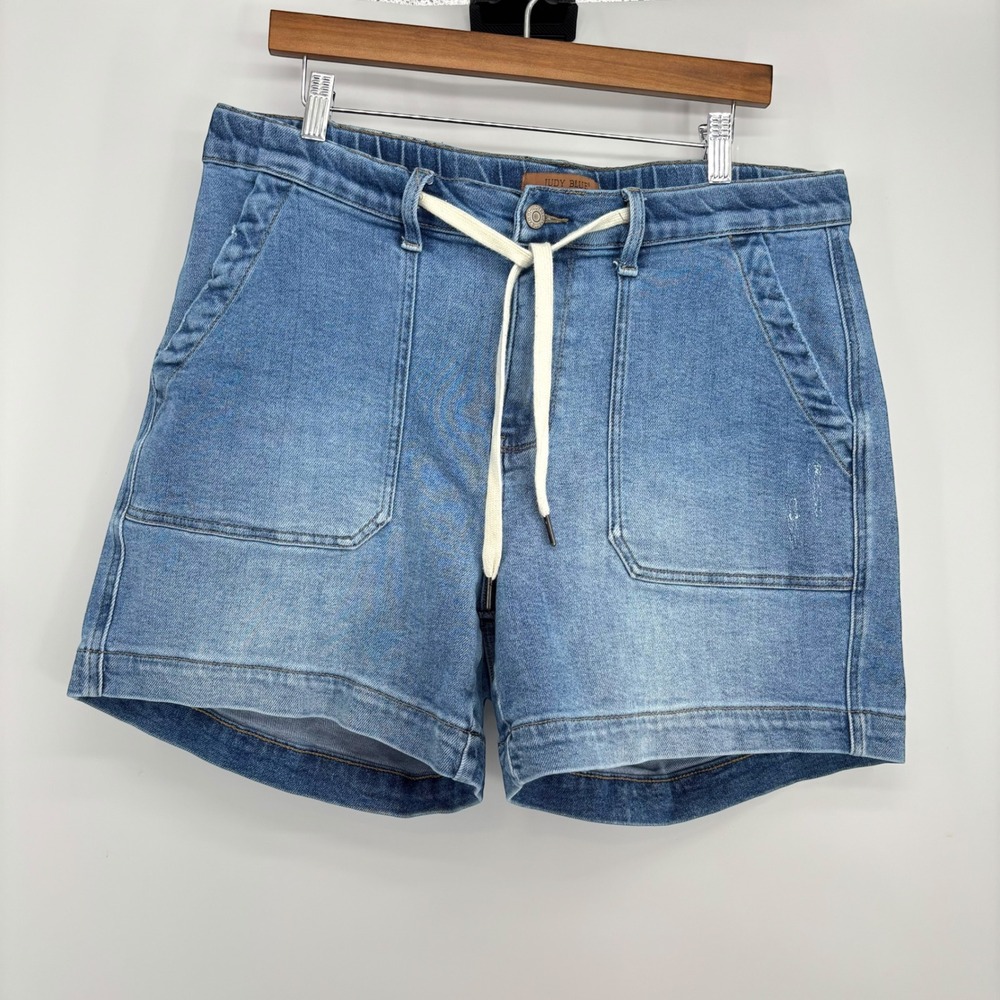 Judy Blue High Waist Vintage Wash Jogger Denim Shorts – Size 1XL